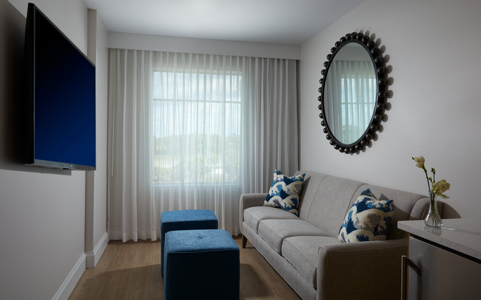 living area at our jupiter beach hotel