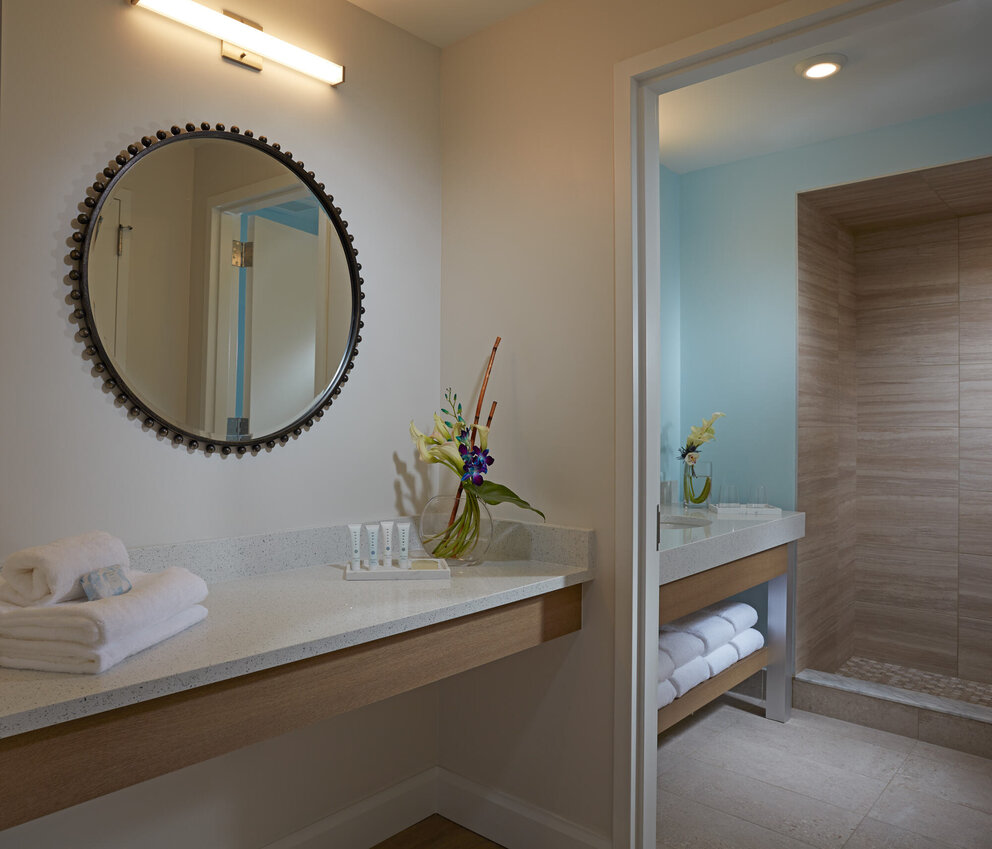 bathroom with vanity at our jupiter beach hotel