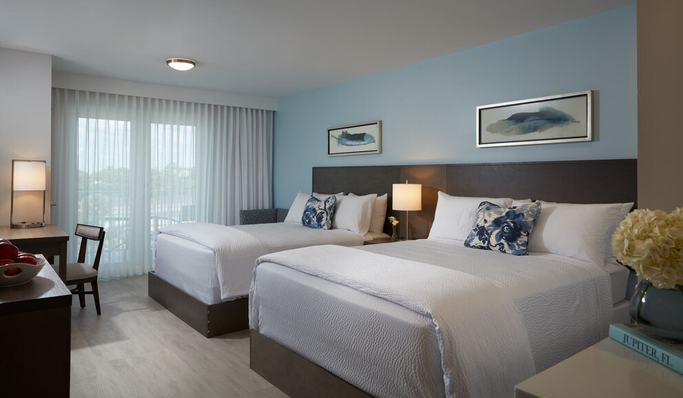 two queen beds at our jupiter beach hotel